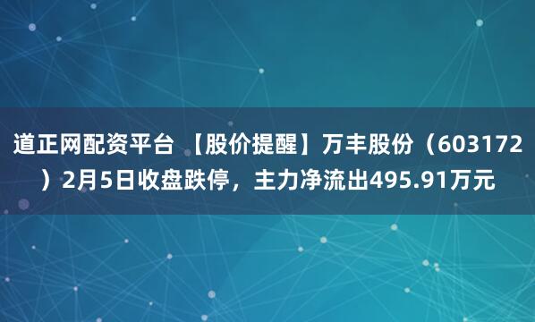 道正网配资平台 【股价提醒】万丰股份（603172）2月5日收盘跌停，主力净流出495.91万元